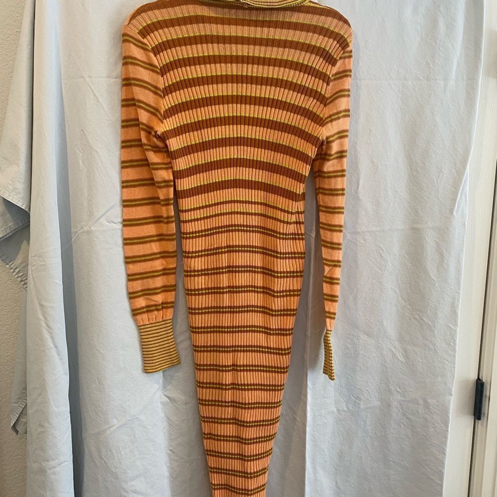 Free People Striped Orange and Yellow Button-Up Dress - Picture 2 of 3